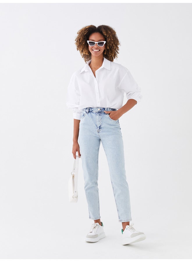 LC WAIKIKI High Waisted Mom Fit Regular Women's Denim Trousers - Image 1