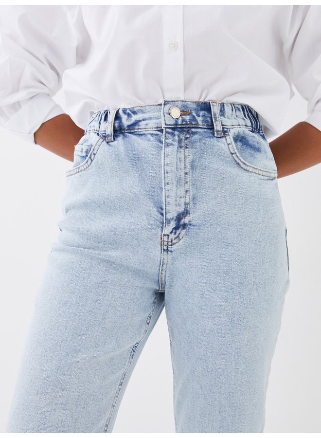 LC WAIKIKI High Waisted Mom Fit Regular Women's Denim Trousers - Image 3