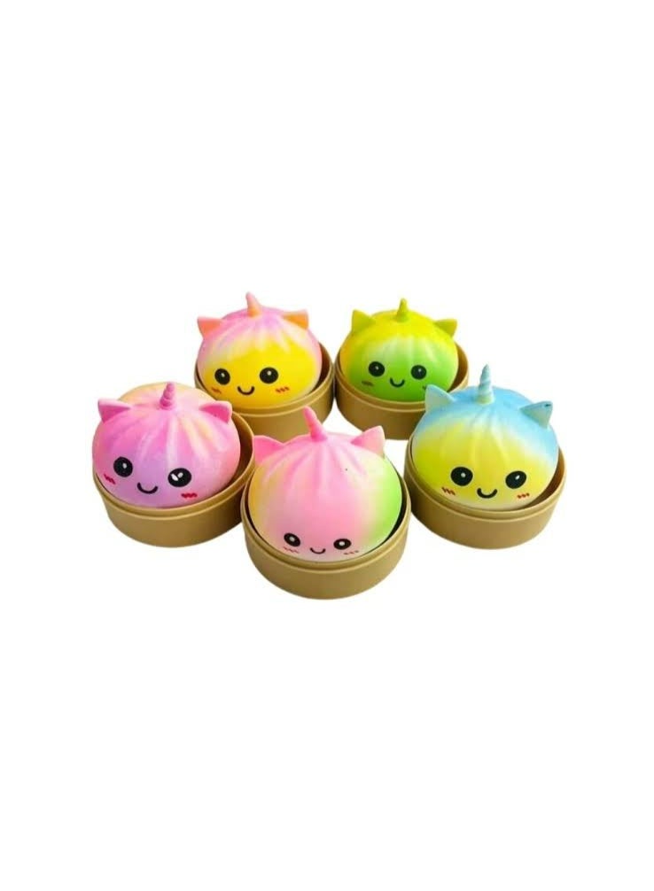 Mini unicorn design squishy dumpling toy fidget toy for kids pack of 5