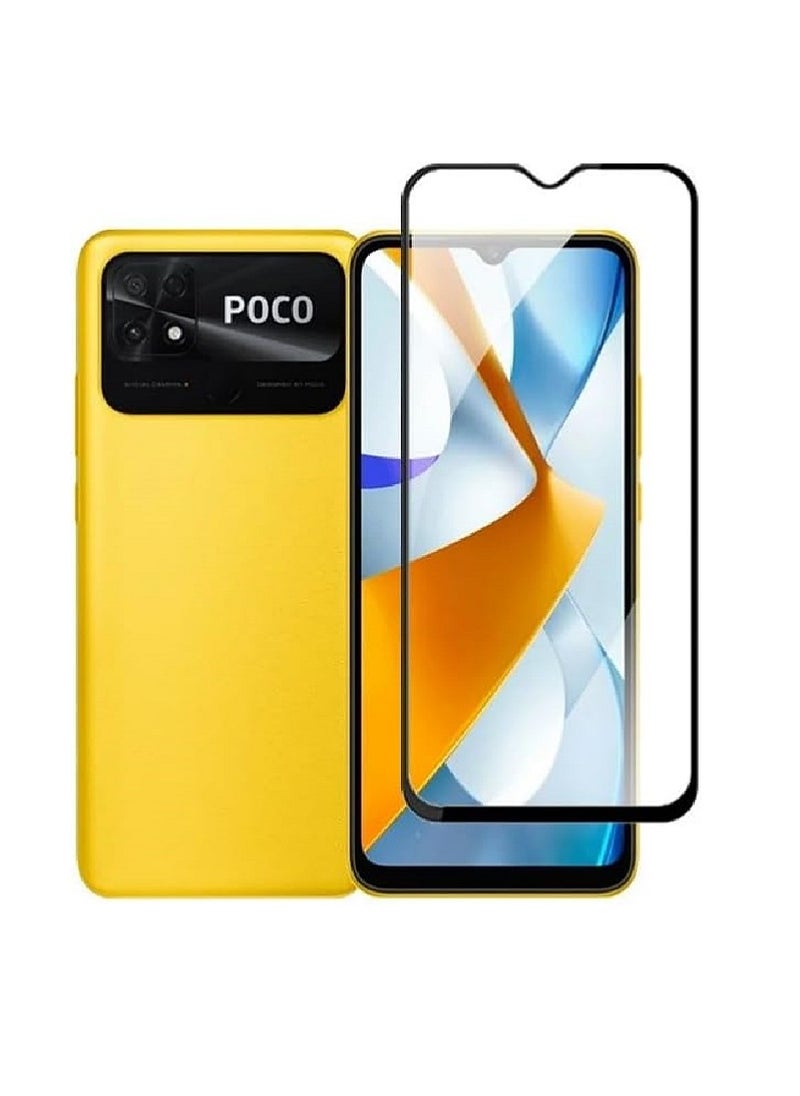 Super حماية شاشة زجاجية مقسّاة 5D مصممة لهاتف Xiaomi Poco C40 تغطي الشاشة بالكامل مع لاصق كامل من الحافة إلى الحافة وخالية من الفقاعات - Image 1
