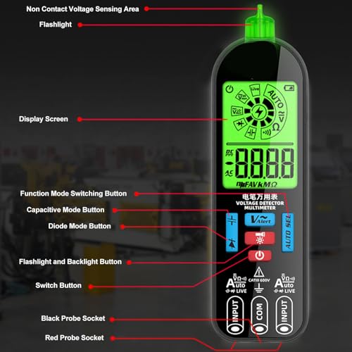Eujgoov Digital Multimeter A1X Intelligent Smart Multimeter Auto Ranging Digital Tester with 2 Probe (1 Input 2 Out) - Image 2