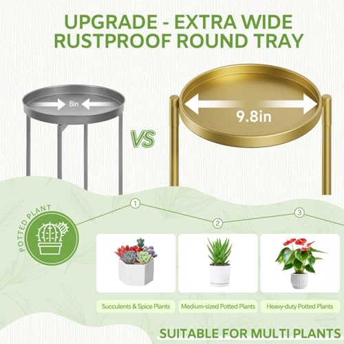 iDavosic.ly 6 Tier Large Plant Stand Indoor, 10 Inch Wide Tall Corner Metal Plant Stands Outdoor for Multiple Plants, Folding Tiered Flower Display Holder Rack Shelf, Gold - Image 3