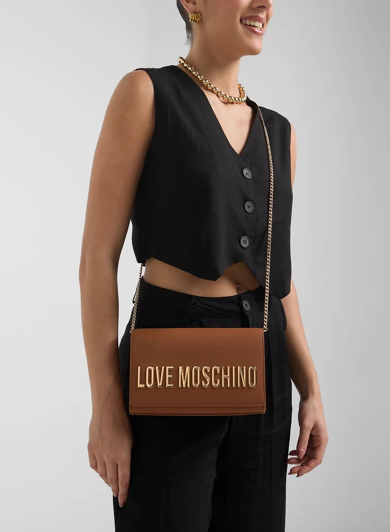 Love Moschino Chain Detailed Flap Over Clutche