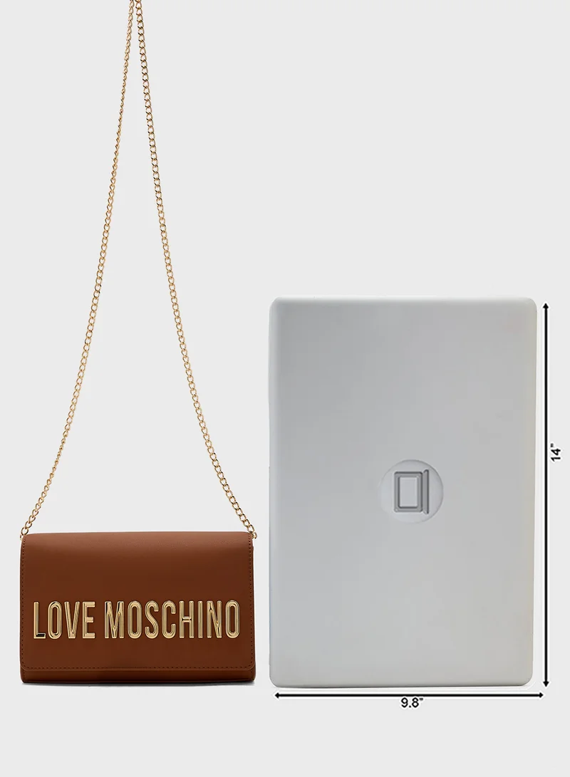 Love Moschino Chain Detailed Flap Over Clutche