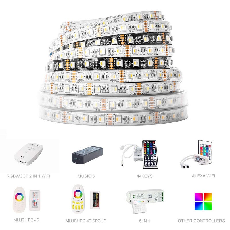 BTF-LIGHTING 5050 RGBW RGB+Cool White(6000K-7000K) 4 Colors in 1 LED Tape Light DC12V 5m 16.4ft 60LED/m Multi-Colored IP67 White 14mm PCB for Bedroom Kitchen Home Decoration(No Adapter or Controller) - Image 5