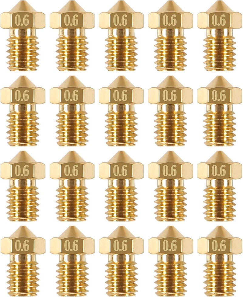 AITIAO 20 Pcs 0.6mm Extruder Nozzles V5 V6 0.6mm 3D Printer Brass Nozzles for 1.75mm Filament V5 V6 3D Printer - Image 1