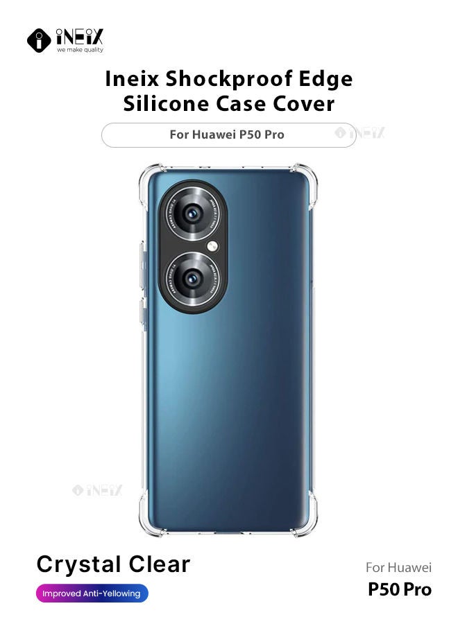 INEIX Shockproof Ultra Clear Silicone Case Cover For Huawei P50 Pro Clear - Image 1