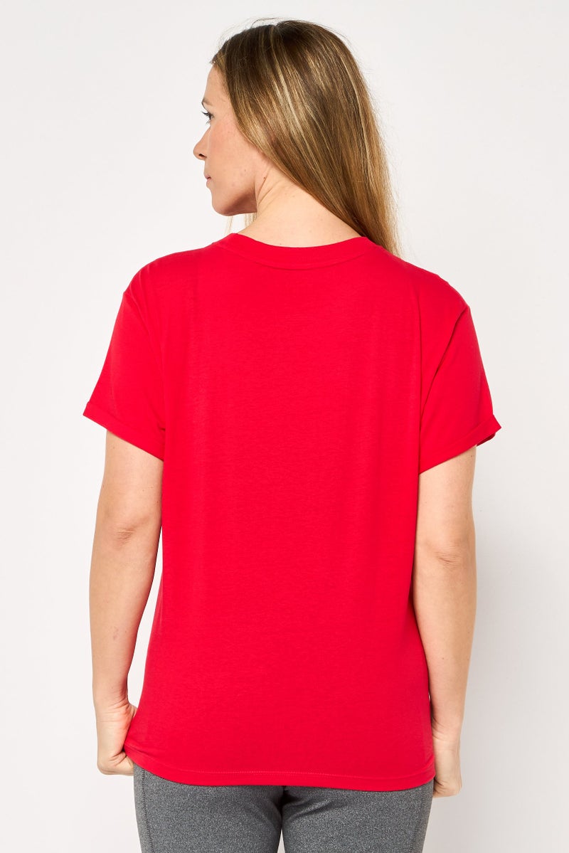 DKNY Sport Women Sportswear Fit Short Sleeves Outdoor T-Shirt, Red - Image 4