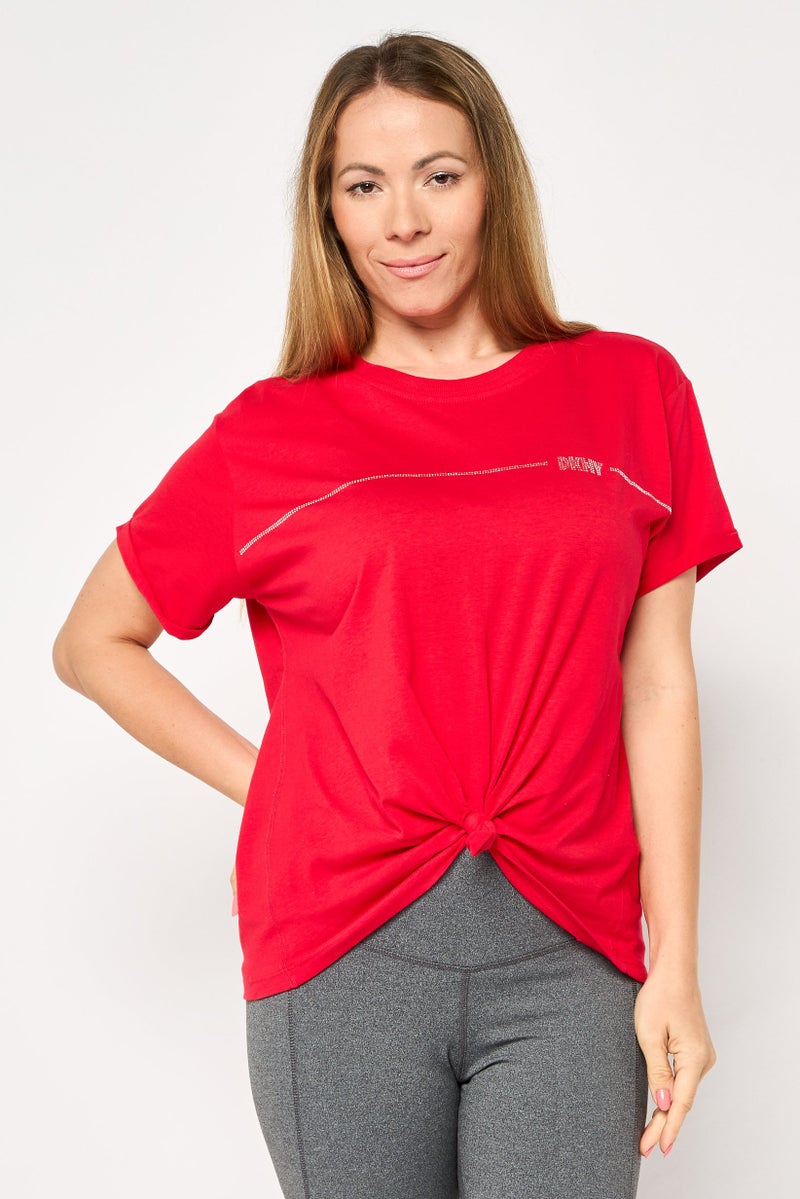 DKNY Sport Women Sportswear Fit Short Sleeves Outdoor T-Shirt, Red - Image 1