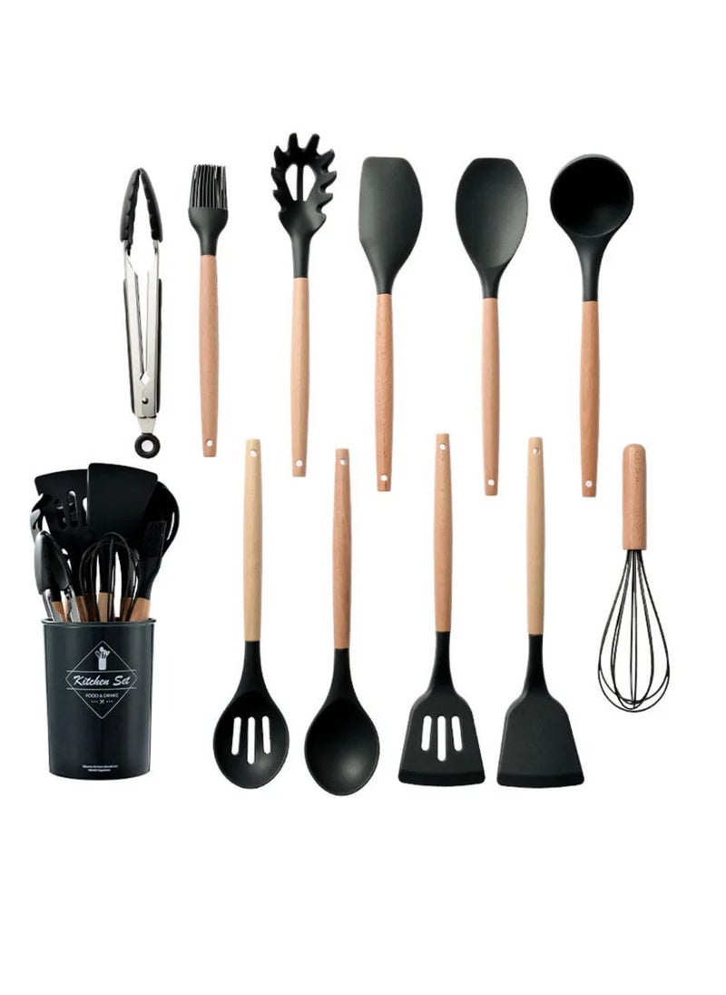 12 PCS Silicone Cooking Utensils Set Resistant Non-Stick Silicone Kitchen Utensil Set With Wooden Handles BPA FREE Gadgets For Cookware Bake Kitchen Accessories - pzsku/Z4690EAF994E6D25C87D2Z/45/_/1739789375/13d93b71-1e5d-4391-b2ab-f3b99255e8f5