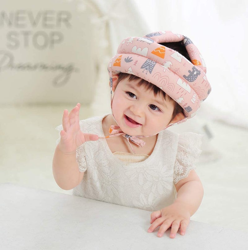 Luem - above the best Baby Helmet No Bump Safety Head Cushion Bumper Bonnet Adjustable Protective Cap Child Safety Helmet (Pink with Multiprint) - Image 3