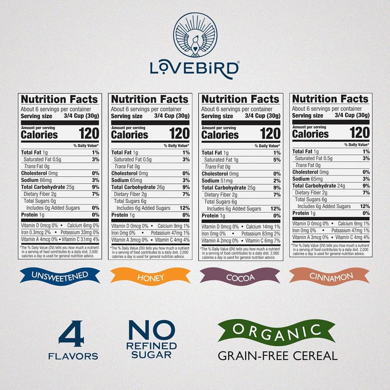 Lovebird Organic Grain-Free Cereal Variety Pack - Image 2