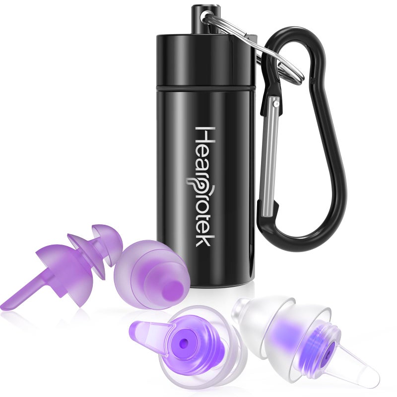 Hearprotek Sleeping Ear Plugs 2 Pairs Ear Plugs 32db 30db Ultra Soft Noise Reduction and Hearing Protection earplugs for Side Sleepers snoring Travel Working Safety Purple