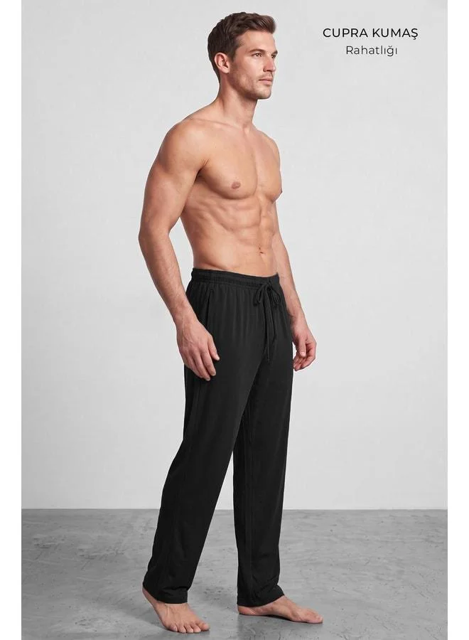 Aytuğ Egyptian Men's Cupra Fabric Jogger Pants Black.