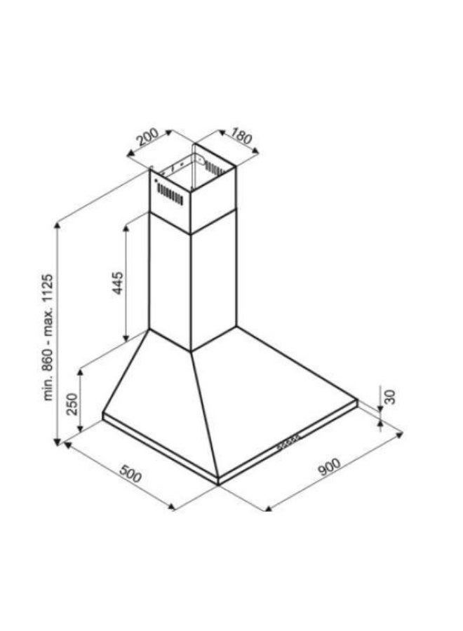 Turboline Air Line Max 90, Built‑In Pyramid Hood, 90 cm, 1000 m³/h, Stainless Steel - Image 2