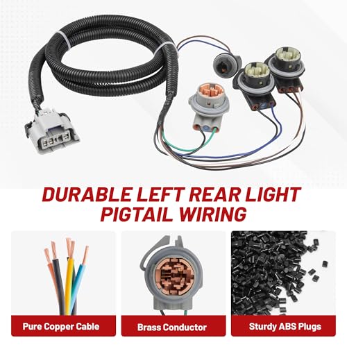RED WOLF Driver Side Tail Light Harness for 2003-2007 GM Chevy Silverado 1500/HD 2500/HD 3500/HD Replace OE #16531401 Rear Left Taillight Pigtail Wire Connector Assembly - Image 4