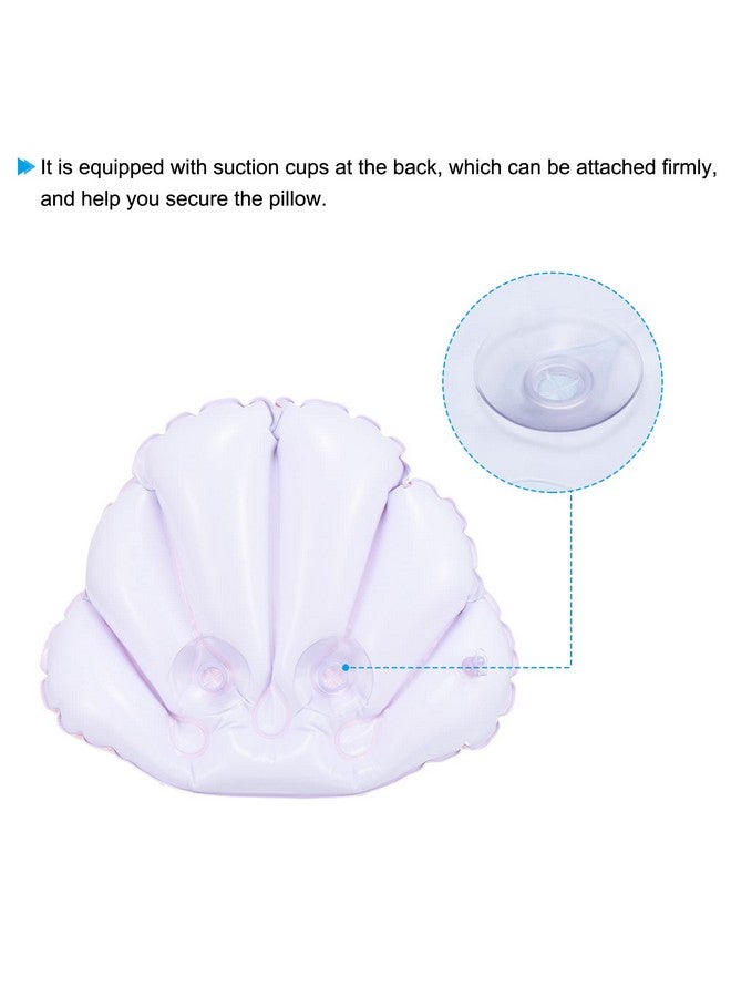 PATIKIL Inflatable Bath Pillow With Suction Cups3 Pack Terry Cloth Covered Shell Shape Bath Pillow Neck Support For Bathtub Hot Tub (Pinkwhitegreen)  - Image 4