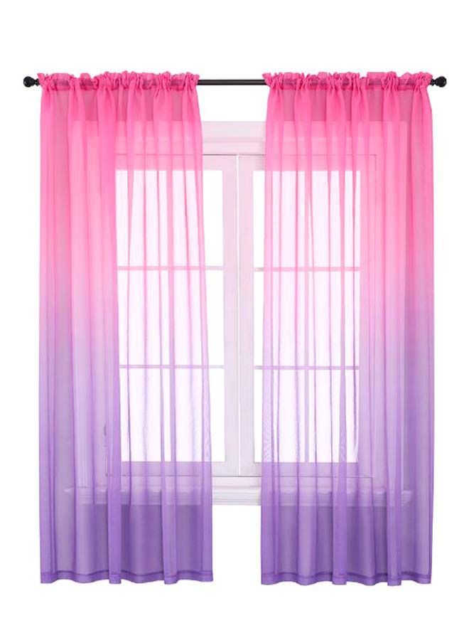 NIBEMINENT Ombre Semi Sheer Curtain Panels Purple/Pink 52 x 84inch - Image 1