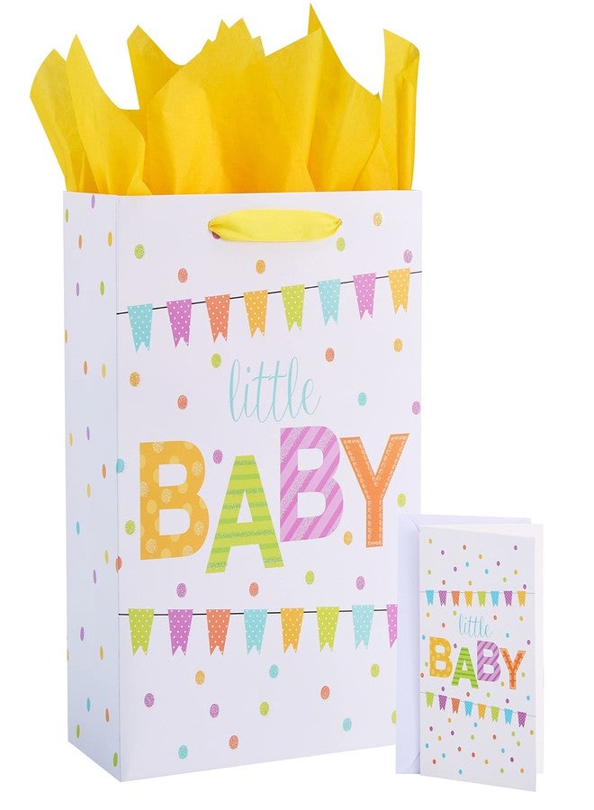 SUNCOLOR 13" Large Gift Bag for Baby Shower With Tissue Paper(little BABY) - Image 1