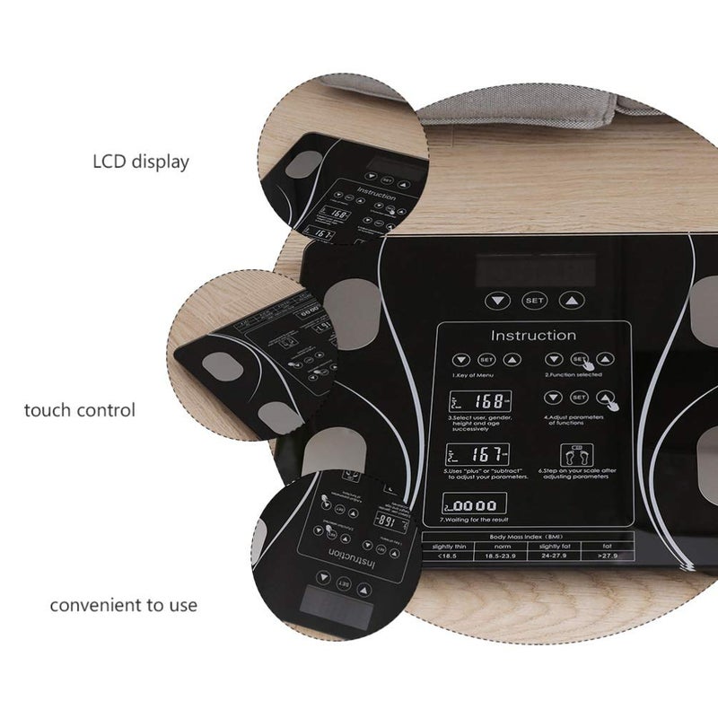 Weighing Scale Bathroom Body Fat Scale, Smart Electronic ?Scales, Bath Scale LED Digital Household Weighing Scales, 180Kg, Black - Image 4
