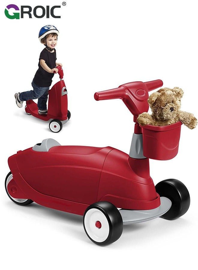 GROIC 3 Wheeled Scooter for Kids - 2-in-1 Sit/Stand Child Toddlers Toy Kick Scooters with Flip-Out Seat, Adjustable Height Scooters,Children's Balance Bike - Image 1