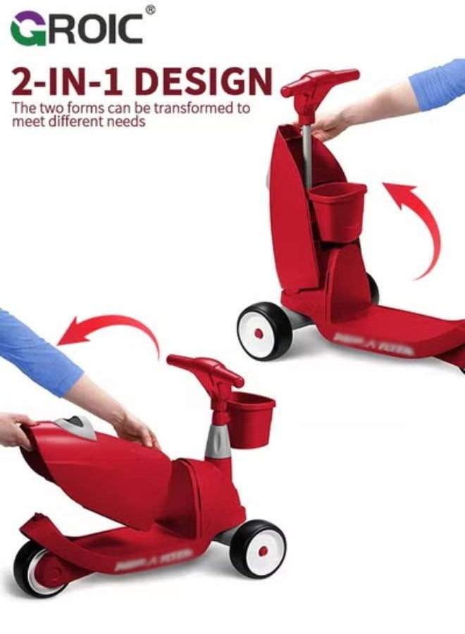 GROIC 3 Wheeled Scooter for Kids - 2-in-1 Sit/Stand Child Toddlers Toy Kick Scooters with Flip-Out Seat, Adjustable Height Scooters,Children's Balance Bike - Image 2