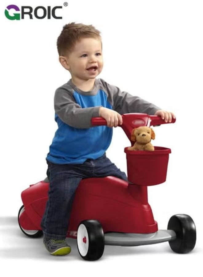 GROIC 3 Wheeled Scooter for Kids - 2-in-1 Sit/Stand Child Toddlers Toy Kick Scooters with Flip-Out Seat, Adjustable Height Scooters,Children's Balance Bike - Image 3