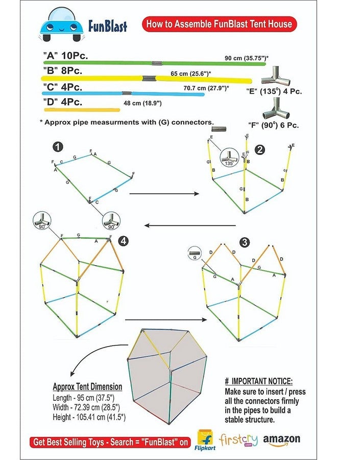 FunBlast Dinosaur Tent House for Kids - Dinosaur Theme Tent for Children, Girls and Boys (Multicolor) (Unicorn - DIY Coloring Tent) - Image 5