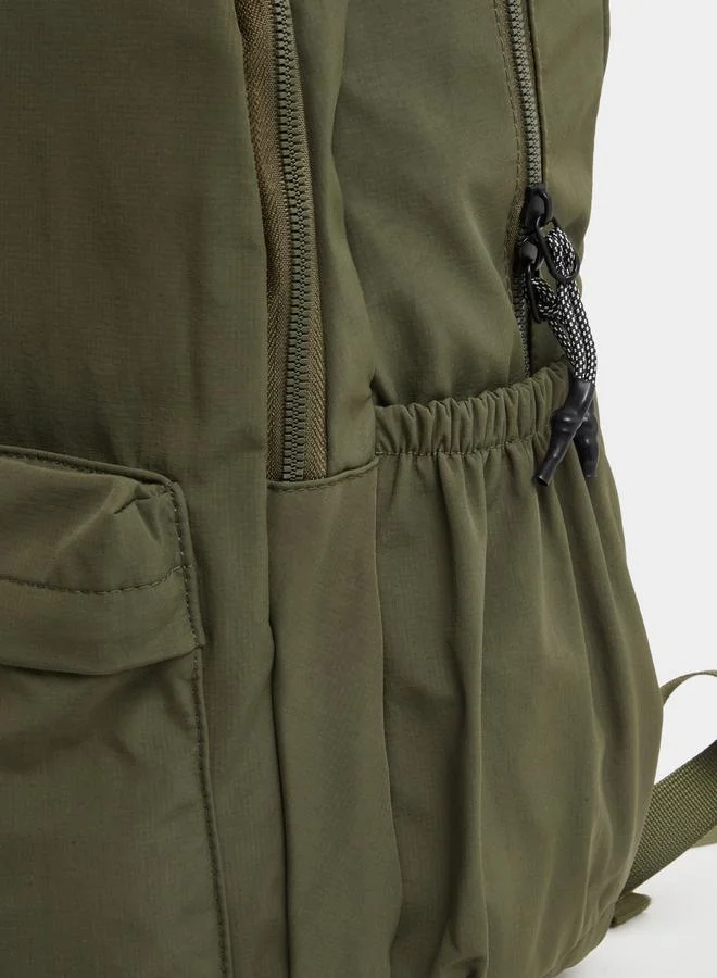 Styli Styli Solid Patch Detail Backpack with Zip Closure