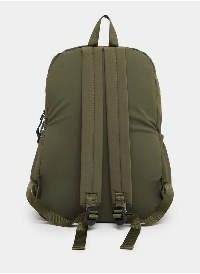 ستايلي Styli Solid Patch Detail Backpack with Zip Closure