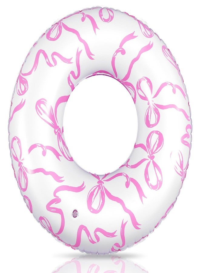 Hollowfly 1 Pcs 31.5'' Pink Bow Inflatable Pool Floats Plaything Pool Swim Tubes Rings Cute Coquette Inflation Swimming Ring Party Floaties for Summer Beach Preppy Party Supplies - Image 1