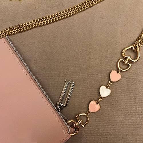 YBW 2Pcs Purse Chain Strap Extende, DIY Flat Chain Strap Handle Bag Accessories Replacement Womens Accessory Bag Chain Straps Heart Shape - Image 5