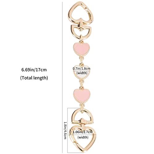 YBW 2Pcs Purse Chain Strap Extende, DIY Flat Chain Strap Handle Bag Accessories Replacement Womens Accessory Bag Chain Straps Heart Shape - Image 2