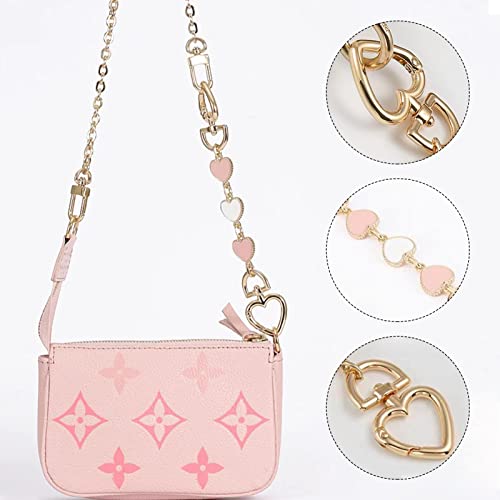 YBW 2Pcs Purse Chain Strap Extende, DIY Flat Chain Strap Handle Bag Accessories Replacement Womens Accessory Bag Chain Straps Heart Shape - Image 4
