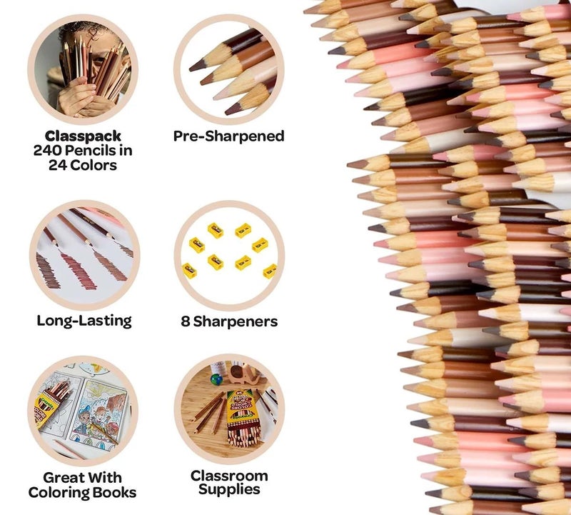 Crayola Colors of the World Skin Tone Colored Pencils Classpack (240ct), Bulk Colored Pencils for Classrooms, Teacher Supplies, Gifts - Image 3