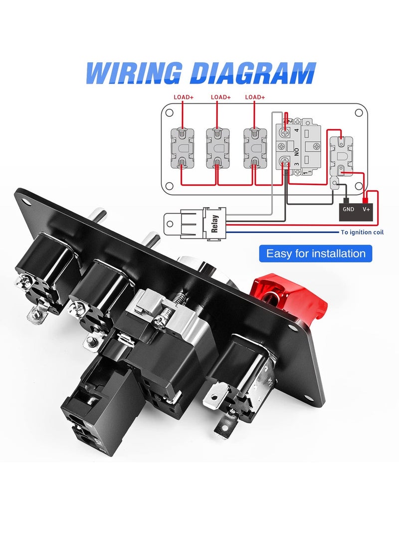 Generic - Ignition Switch Panel 12V 4 in 1 Rocker Switch with Engine Start on Toggle Switches and Relay Wiring Harness LED - Universal Fit for RV Truck Racing Car Ignition Control Panel - Image 1