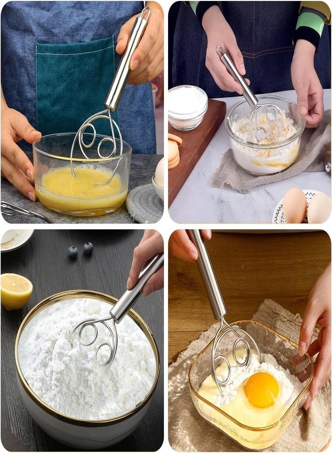 QUEBERS Atta Kneader Dough Maker with Stainless Steel Food Processor Roti Atta Blender Beater Manual Flour Mixer for Egg, Bread, Cake, Pastry, Pizza Dough - Image 4