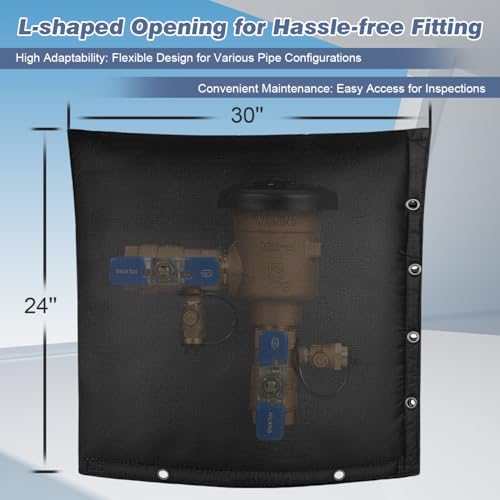 Safoner Outdoor Backflow Preventer Cover- 30''W x 24''H, Winter Freeze & Weatherproof Protection for Irrigation Pipes & Sprinkler Valves- Black - Image 2