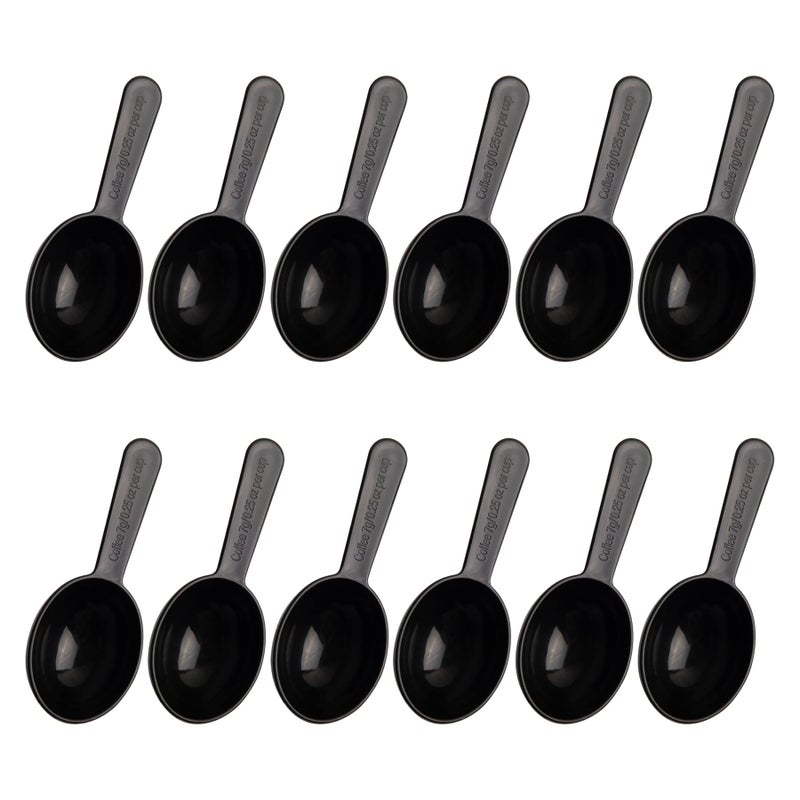 Framendino 12 Pack Plastic Coffee Measuring Spoons Short Handle Scoops for Tea Sugar Cereal Milk Powder Spices Black 7g