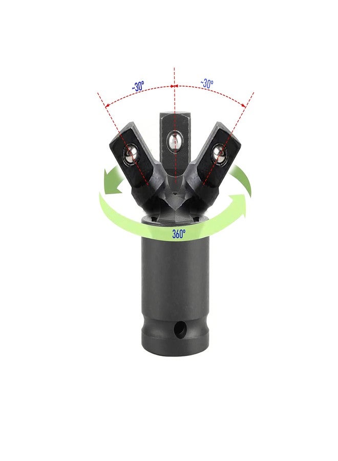 FOCMKEAS 1/4" Universal Joint Swivel Socket Adapter, Black Impact Socket Extension, CR-V Steel - Image 5