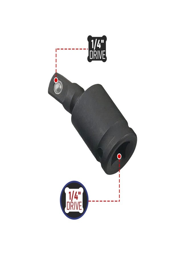 FOCMKEAS 1/4" Universal Joint Swivel Socket Adapter, Black Impact Socket Extension, CR-V Steel - Image 4