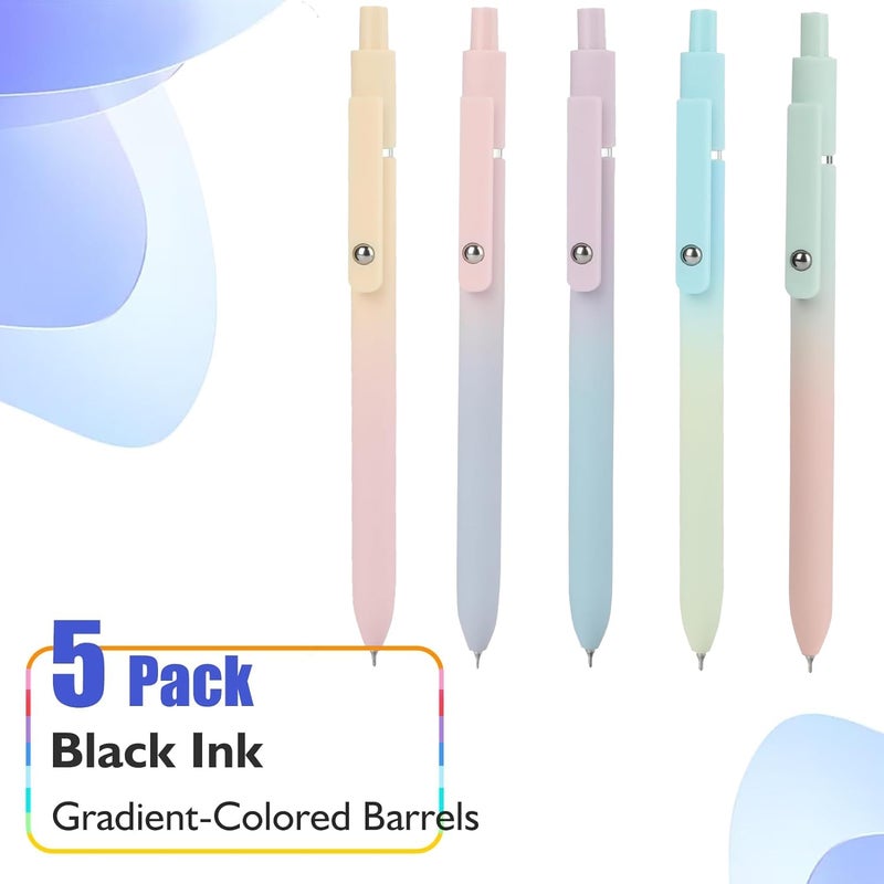 Vanhench 5Pcs Gel Pens, 0.5mm Black Ink Cute Pens for Journaling, Nurse Gifts Accessories for Work, Preppy Stuff & Aesthetic Trendy Stuff, Cool Teen Girl Gifts for 8 9 10 11 12 13 14 Year Old Girl - Image 2
