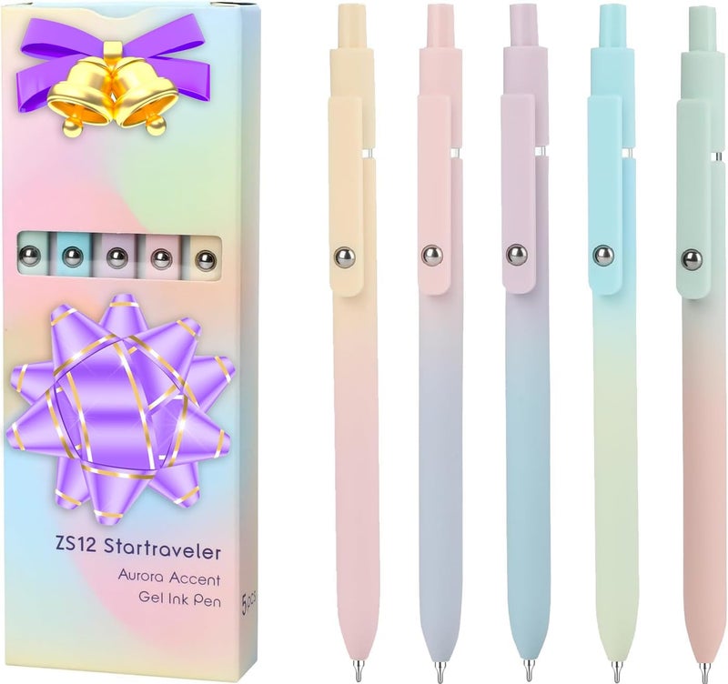 Vanhench 5Pcs Gel Pens, 0.5mm Black Ink Cute Pens for Journaling, Nurse Gifts Accessories for Work, Preppy Stuff & Aesthetic Trendy Stuff, Cool Teen Girl Gifts for 8 9 10 11 12 13 14 Year Old Girl - Image 1