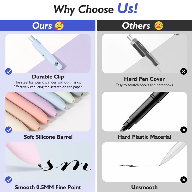 Vanhench 5Pcs Gel Pens, 0.5mm Black Ink Cute Pens for Journaling, Nurse Gifts Accessories for Work, Preppy Stuff & Aesthetic Trendy Stuff, Cool Teen Girl Gifts for 8 9 10 11 12 13 14 Year Old Girl - Image 4