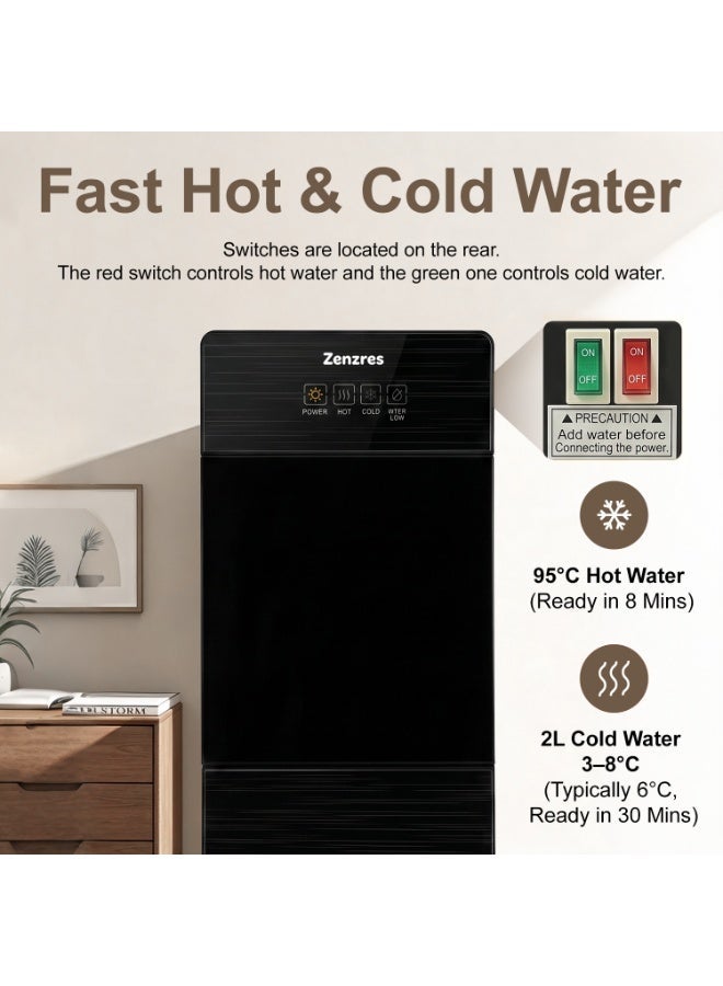 Zenzres Water Dispenser, Hot & Cold Water Dispenser with 3 Taps, High-Efficiency Compressor Cooling, Bottom Loading Water Dispenser with Child Safety Lock, Automatic Water Filling for Home, Apartment Office - Image 5