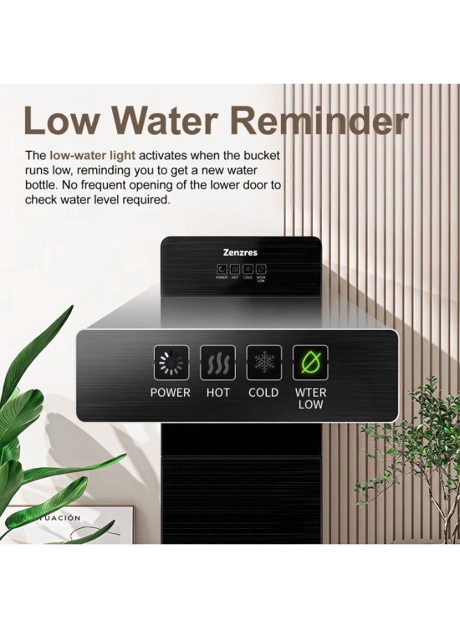 Zenzres Water Dispenser, Hot & Cold Water Dispenser with 3 Taps, High-Efficiency Compressor Cooling, Bottom Loading Water Dispenser with Child Safety Lock, Automatic Water Filling for Home, Apartment Office - Image 3