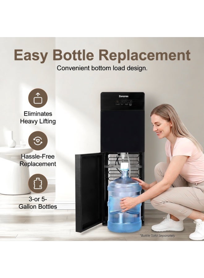 Zenzres Water Dispenser, Hot & Cold Water Dispenser with 3 Taps, High-Efficiency Compressor Cooling, Bottom Loading Water Dispenser with Child Safety Lock, Automatic Water Filling for Home, Apartment Office - Image 4