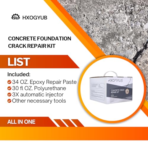 HXOGYUB Concrete Foundation Crack Repair Kit, with Automatic Injector, High Performance, Filler for Wall Cracks, Stops Water Leaks & Radon Gas, Drill-Free, Quick-Setting Waterproof Sealing Solution - Image 4