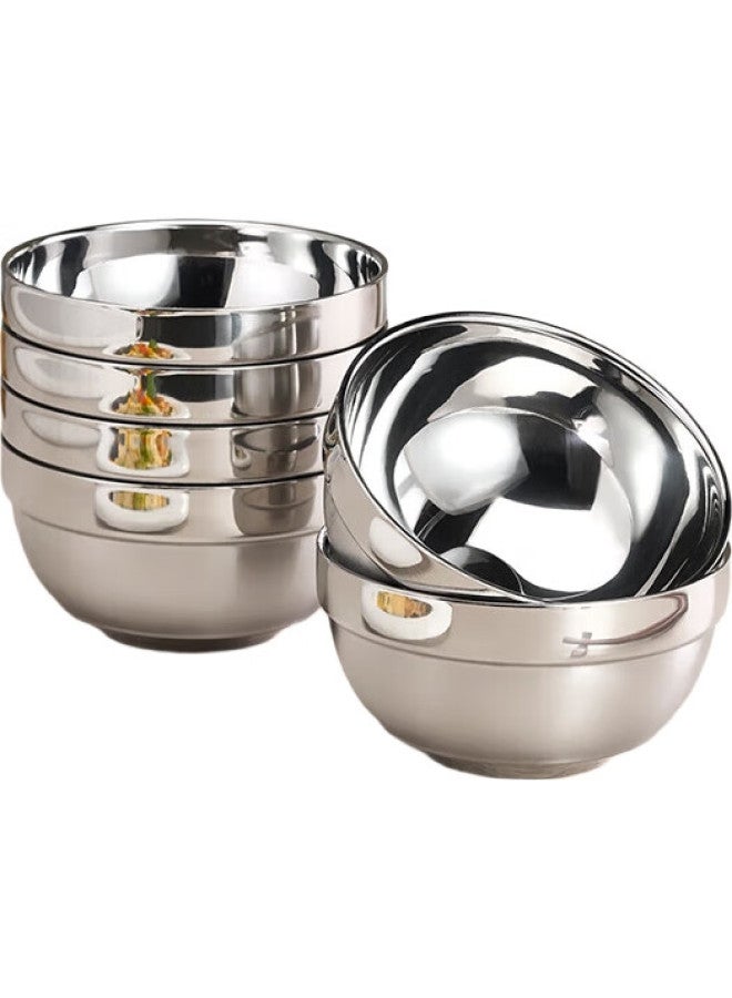 JD.com Jd Jingzao 304 Stainless Steel Bowls, Soup Bowls, Double-Layer Insulated Tableware Noodle Bowls 12Cm, Set Of 6 - Image 1