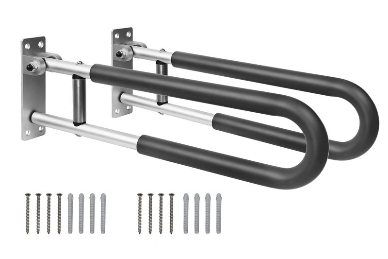 أشرطة دعم قابلة للطي مبطنة من PEPE Mobility للمرحاض x2 وحدات 23 سناً قضيب حمام قابل للرفع مثبت على الحائط